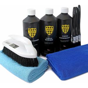 PROTEX Convertible Soft Top Care Kit with Canvas Cleaner, Restorer (Black) & Waterproofer - 1Ltr., Giant Microfibre Towel, Brushes and Microfibre Clothes - COMPLETE KIT.