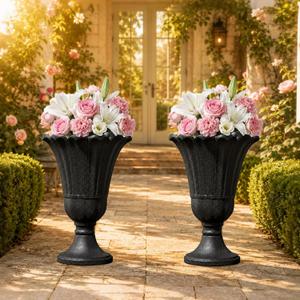 NicBex 24" Tall Urn Planters for Outdoor Plants Set of 2 - Black Petal, 23.62"H x 15.75"W x 19.69"D