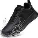 Non Slip Work Shoes for Women Food Service Lightweight Waterproof Kitchen Chef Shoe Restaurant Walking Sneakers Nursing Slip Resistant Footwear, Black (8.5)