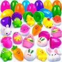 stargo 24 Pack Colorful Prefilled Easter Eggs bulk with mochi Squishy Easter toys - Plastic easter Eggs with squshies for Easter Basket stuffers, Easter Gifts, Egg Hunts Party Decorations Goodie Bags