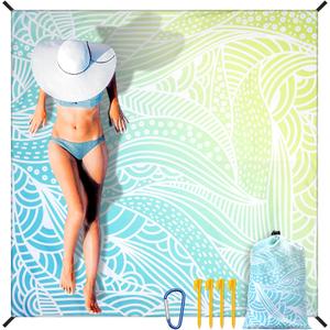 AISPARKY Beach Blanket Waterproof Sand proof Quick Drying Beach Mat Extra Large Outdoor Picnic Blanket for Travel Camping Hiking (79" X 83", Sbw-jb-flv)