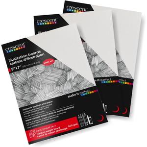 Crescent Creative Illustration Board 5x7, 3 Sheets, Cold Press White Surface for Colored Pencil, Graphite and Oil Pastel | Buffered, pH Neutral, Medium Weight