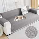 ENVEHUG Sofa Cover for 3 Cushion Couch Water Resistant Slipcover Furniture Protector Washable Couch Cover with Non Slip and Elastic Straps for Kids Dog Cat Pet (Grey, 124x76)