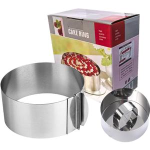 HcirjhieCake Mold-Cake Ring-Adjustable Round Stainless Steel 6 to 12 Inch Cake Mold - Stainless Steel 3 inch Dessert Mousse Molds withCake Baking Supplies（2-piece set）