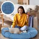 Extra Large Floor Cushion Seating Round Floor Pillow Papasan Swing Cushion for Adults Oversized Playroom Pillows Reading Nook Big Pillow for Sitting Yoga Living Room Sofa (Lake Blue, Classic), 35 inches , 5 inches