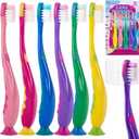 Kids Toothbrush Suction Cup with Covers, Toddler Toothbrush Soft Bristles, Child Toothbrush Suction Cups For Easy Access, Toddler Toothbrushes Handles Perfect For Tiny Hands of Boys and Girls (6 Pack)