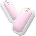 2 Pack Hand Warmers Rechargeable, 2025 New Portable Magnetic Electric with 12hrs Warmth, Double-Sided Heating Pocket Size for Outdoors, Camping - Pink