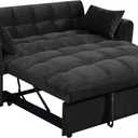 KEIKI 65" 3-in-1 Convertible Sofa Bed, Velvet Futon Couch for Small Spaces | Foldable 3-in-1 sofa, lounger & bed with adjustable backrest, velvet, pillows and 500 lb support for apartments & guest rooms (65"D x 39"W x 290"H
