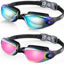 Aegend Swim Goggles, 2 Pack Swimming Goggles No Leaking Adult Men Women Youth (Aqua & Bright Rose)
