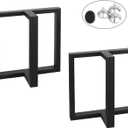 MBQQ Rustic Decor T-Shape Table Legs, Heavy Duty Metal, 15.7'H x 17.7'W, Dining & Desk, Industrial Modern, DIY Iron Bench Legs