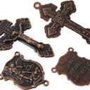 4 Sets of Saint Michael Centerpiece and Pardon Crucifix for DIY Making Rosary (Anti-Copper)