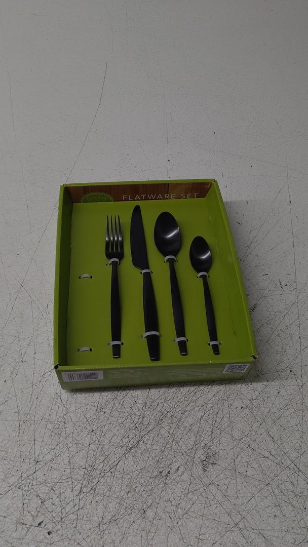 Matte Black Silverware Set, Bysta 20-Piece Stainless Steel Flatware Set Cutlery Set Service For 4, Satin Finish, Dishwasher Safe, Nice Gift Box