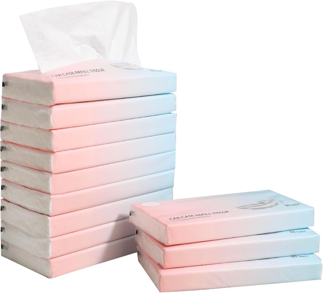 Car Tissue Refills Facial Tissues Refills for Car Visor Tissue Holder, Travel Tissue Tubes Box Container Perfect Fit Car Cup Holders (1 Count (Pack of 12))