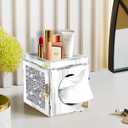 Wocred Square Tissue Box Cover Upgrades with Storage Tray,Crystal Crushed Diamond Tissue Box, Luxury Tissue Holders for Either Tissues in a Bathroom or Napkins on a Table.(6.5x5.5x5.5)