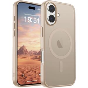 SUPFINE Magnetic for iPhone 17 Case (Compatible with MagSafe)(Military Grade Drop Protection) Translucent Matte Shockproof with Anti-Fingerprint Phone Cover,Desert Gold