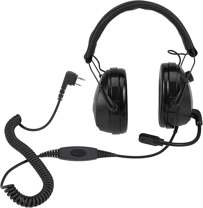 Retevis EHK012 Foldable Two Way Radio Headset with Mic,Noise Reduction,Volume Adjust, Compatible with Baofeng UV-5R BF-F8HP PRO AR-5RM Pxton PX-888S, for RT22 RT68 RT86, 2 Way Radio Headset(1 Pack