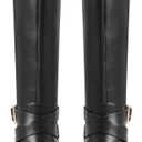 Women's Knee High Boots Round Toe Chunky Block Heel Comfortable Long Tall Boots for Women Side Zipper Elastic Casual Fashion Riding Boots (7, Black)