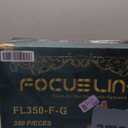 FOCUSLINE 350 Ct Disposable Dinnerware Set for 50 Guests -Heavy Duty Square Plastic Plates with Gold Rim, Includes 50 Dinner & Salad Plates, Cups, Napkins, Cutlery Set