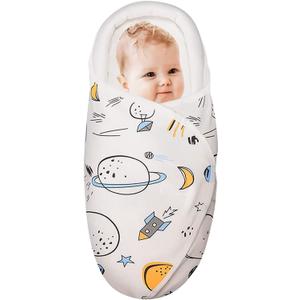 Premium Soft Cotton Baby Swaddle Blankets, Unisex Baby Blanket Wrap for Newborn Baby Boys Girls, Skin Friendly Wearable Swaddling Sleep Sack Calms Startle Reflex (Planet, White, 0-3 Months)