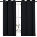 NICETOWN Pitch Black Solid Thermal Insulated Grommet Blackout Curtains/Drapes for Bedroom Window (2 Panels, 42 inches Wide by 63 inches Long, Black)
