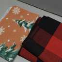 2 Pcs Christmas Doormats with Outdoor Rug Christmas Tree Door Mat Combo Set 100% Coir Welcome Mat and 27.5"x 43" Buffalo Plaid Layering Rug for Xmas Holiday Christmas Outdoor Front Porch Decor (Red and Black)