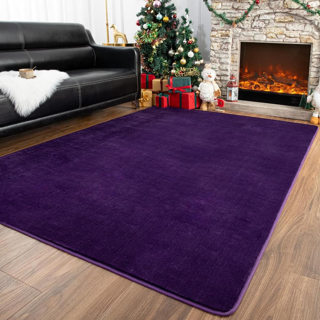 Przemy Washable Area Rug for Living Room Bedroom, 6x9 Feet Dark Purple Memory Foam Rug, Super Soft Modern Indoor Carpet for Kids Room Girls Boys Dorm Nursery Decor Mat