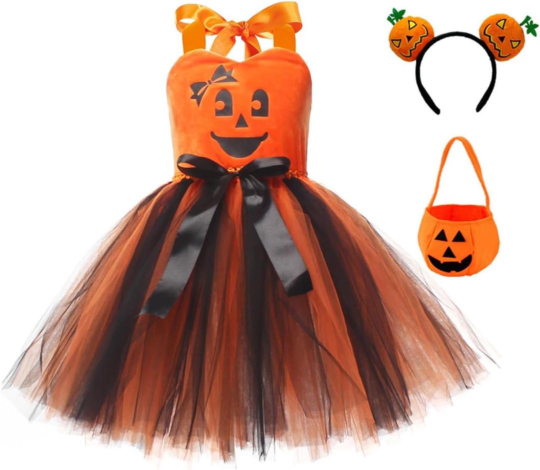 Kids Girls Halloween Costume Beetle Ruffle Tulle Tutu Dress Cosplay Costume Fancy Dress Up Outfit Festival Suit (XL/8-9Y, Black)