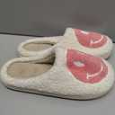 Bevaney Smile Face Slippers for Women - Soft Plush Retro Preppy Slip-on Comfortable Indoor/Outdoor Shoes (7-8 Women/6-7 Men, Pink)