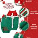 Dog Christmas Sweater, Soft Warm Pet Clothes Coat for Small Medium Large Dogs and Cats Boy Girl, Fall Cozy Holiday Turtleneck Knitting Collar Pullover Pup Outfit Costume for Thanksgiving New Year (Red Green)