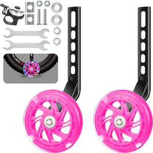 Bike Training Wheels,Thicken Stronger Flash Mute Wheel Adjustable Stabilizer Suitable for 12/14/ 16/18/ 20/ inch Single Speed Bike, Including Mounted Kit