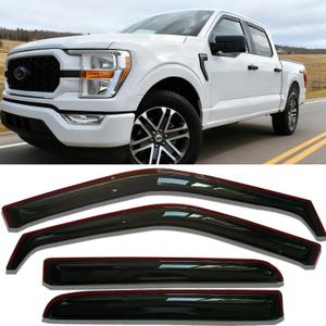 in-Channel Window Visors Rain Guards for Ford F150 2015-2020 SuperCrew, for Ford F250 F350 F450 F550 Super Duty Crew Cab 2017-2022, Vent Window Deflectors Sun Shade Shields Truck Accessories