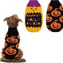 Vehomy 2Pcs Dog Cat Halloween Sweaters Dog Pumpkin Sweater Dog Cat Pumpkin Turtleneck Knitwear Shirt Dog Puppy Halloween Costume Clothes for Small Medium Dogs Cats XL
