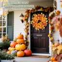 Fall Decor, 20 Inch Fall Wreaths for Front Door Outside, Autumn Wreath with Hanger Fall Thanksgiving Decorations for Home Porch Wall Window Party Decor Indoor Outdoor (Orange)
