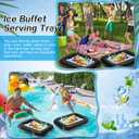 Leitee 4 Pcs Summer Inflatable Serving Bar and a Hand Pump Ice Buffet Serving Tray Inflatable Cooler with Drain Plug Picnic Supplies Ice Holder for Party Food Drink Containers 28 x 22 x 5 Inch(Black)