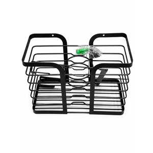 Wall Mount Bathroom Shower Caddy Storage Basket, Black Meta