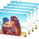 HELPLEX Acrylic Frame, 5 Pack 3.5x5 Acrylic Picture Frames, 20mm Thicker Frameless Clear Double Sided Magnetic Frame, Free Standing Desktop Display