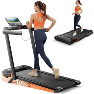Acezoe Foldable Treadmill with 0-15% Incline and Handle Bar, 2.5HP Treadmills for Home, Under Desk Treadmill with 300LBS Capacity, Walking Pad with Speaker, APP/Remote Control (Black)