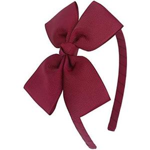 MEEDEE Fashion Burgundy Bow Headband - Big Bow Grosgrain Ribbon Hair Hoop for Girls Toddlers Kids Party Decoration Cosplay Costume Makeup Hair Band