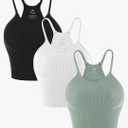 Sunzel Free to Be Tank, Crop Ribbed Tank Tops Seamless Racerback Camisoles No pad Camis Cropped Workout Gym Yoga M