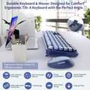 Nowlike Wireless Keyboard and Mouse Combo, Retro Typewriter Keyboard with Round Keycaps, Full-Size Ergonomic, Blue, Ideal for Windows PC, Home, Office, and College, Wireless Keyboard Mouse Combo