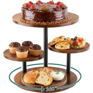 4 Tier Cupcake Tower Stand,360 Rotating Wood Cake Stand for 50 Cupcakes,Dessert Table Display Stands for Wedding Birthday Party Decoration Baby Shower Tea Party