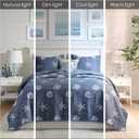 Harbor House Seaside Reversible Cotton Quilt Set Coastal Clam, Starfish, Coral Embroidery, All Season, Pre-Washed Coverlet Bedding Layer, Decorative Pillow, Full/Queen(90"x90") Navy 4 Piece