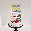 I Matched 2026 Congratulations Cake Topper, Happy Match Day Decoration Supplies, Congrats on Matching, Medical School Match Day Party Decorations Blue & Gold Glitter