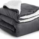 IR Imperial Rooms Sherpa Blankets Queen Size - Thick and Warm Blankets for Winter, Reversible Soft and Fuzzy Fluffy Queen Size Blanket for Bed, Grey, 90x90 Inches