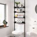 ALLZONE 4 Tier Over The Toilet Storage, Adjustable Wood Over Toilet Bathroom Organizer, Freestanding Shelves, Fit Most Showers Over The Toilet Shelf, 92 to 116 Inch Tall, Black