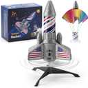 SainSmart Jr. Rocket Launcher for Kids - Upgraded Version, 200 ft Self Launching Motorized Rocket Toy with LED and Safety Parachute, Outdoor Toys for Ages 8-12, Birthday for Kids