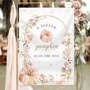 Wildflower Fall Little Pumpkin Baby Shower Backdrop Floral A Little Pumpkin is on The Way Photography Background Gold Glitter Fall Baby Shower Party Decorations 5x7ft