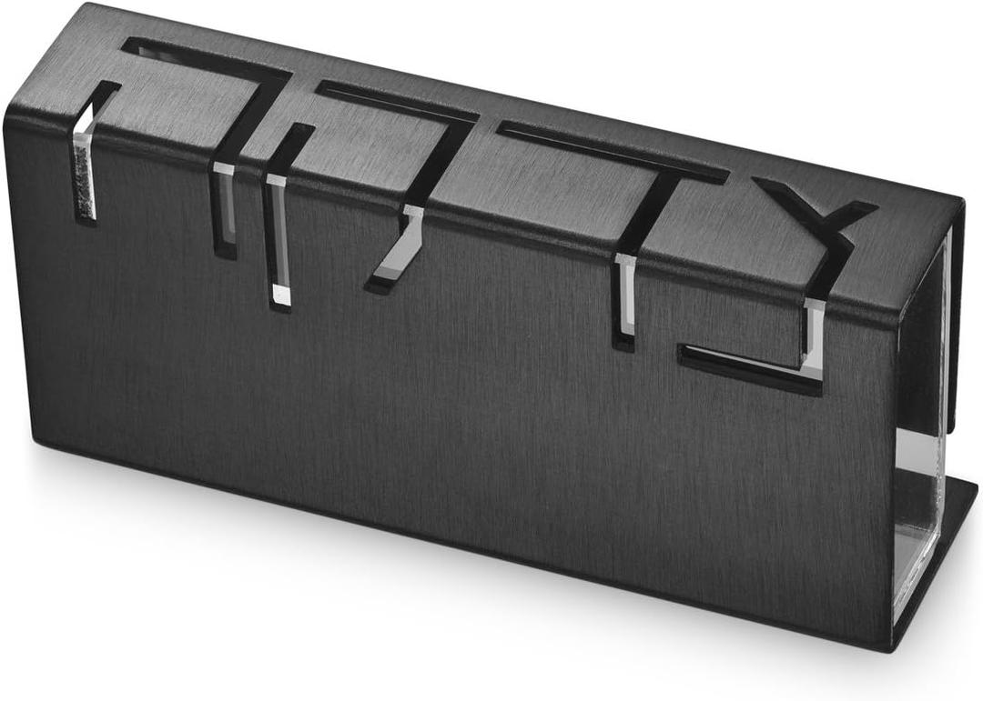 Contemporary Aluminum Tzedakah Box Jewish Charity Box (Black)