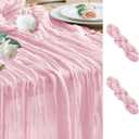 Wokceer Pink Cheesecloth Table Runner Spring 2Pack 10FT Blushing Pink Boho Gauze Easter Table Runner for Party Rustic Sheer Runners for Baby Bridal Shower Wedding