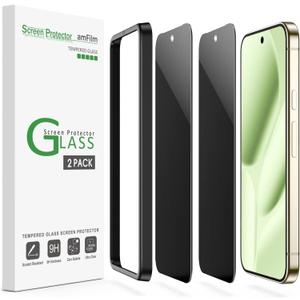 amFilm Designed for 2 Pack Google Pixel 10/9 Pro XL 6.8" Privacy Screen Protector 2025/2024 Tempered Glass, Ultrasonic Fingerprint Compatible, with Easy Installation Frame, Anti Scratch, Bubble Free